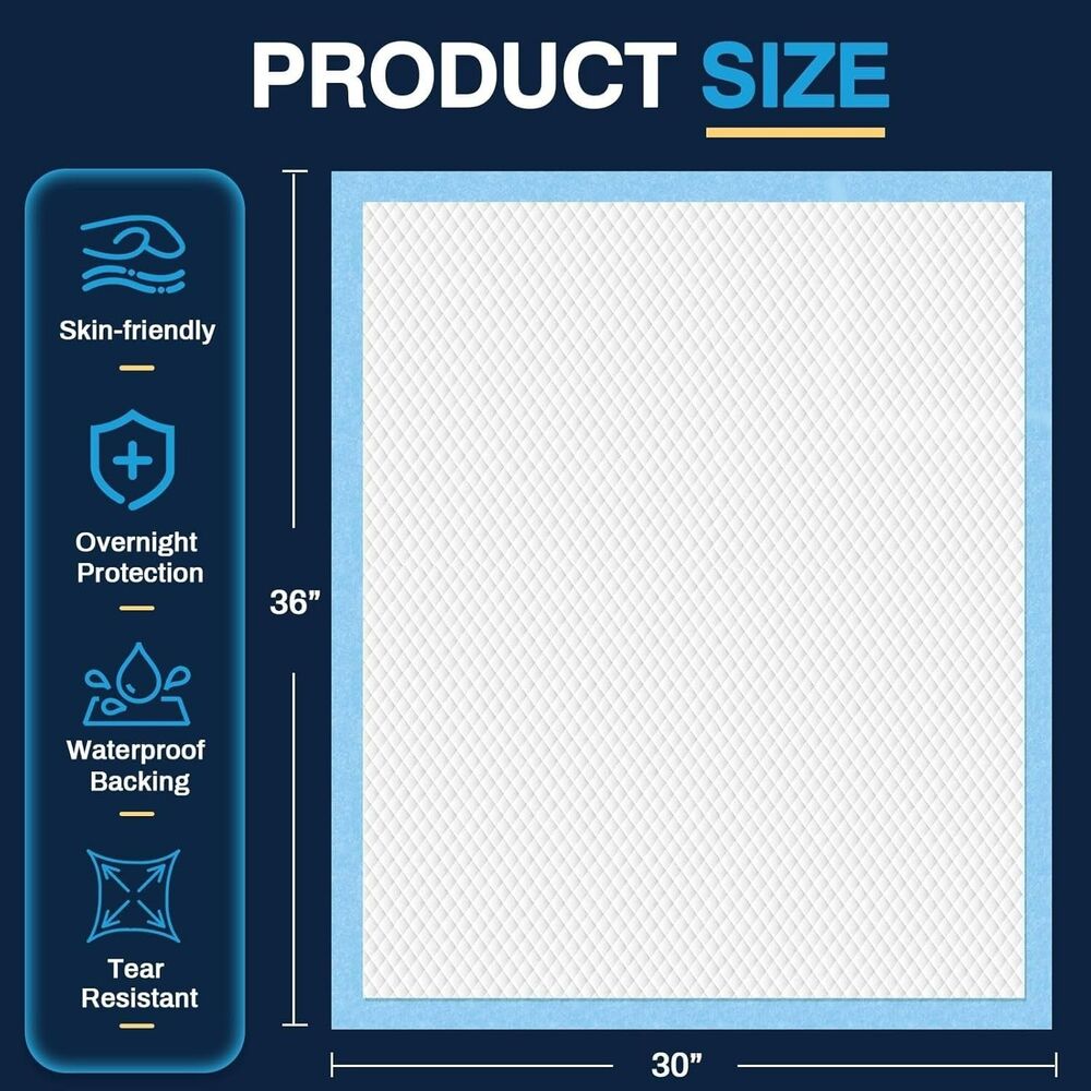 AAY 100pcs Disposable Underpads Size 30"X36" XXL Tear-Resistant Super Absorbent - Picture 4 of 8